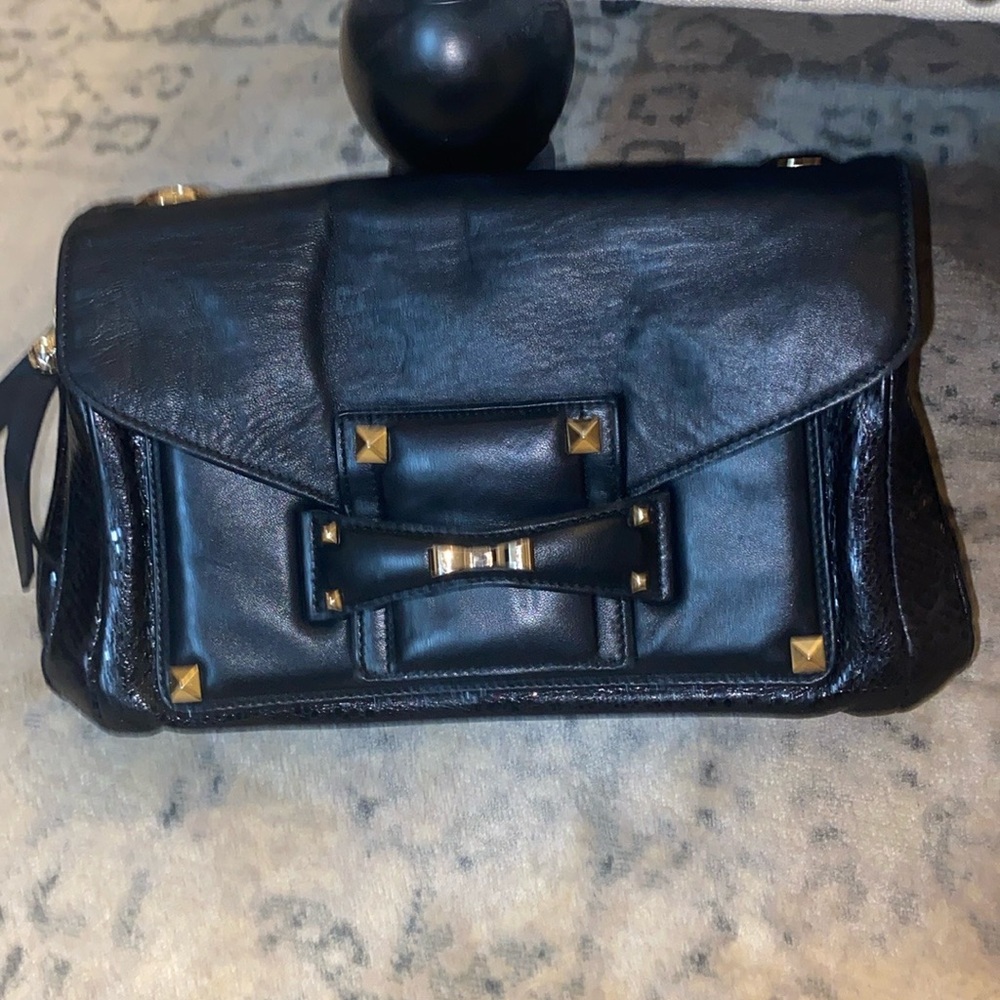 Henri Bendel Black Leather crossbody/ shoulder bag. Made in Italy.